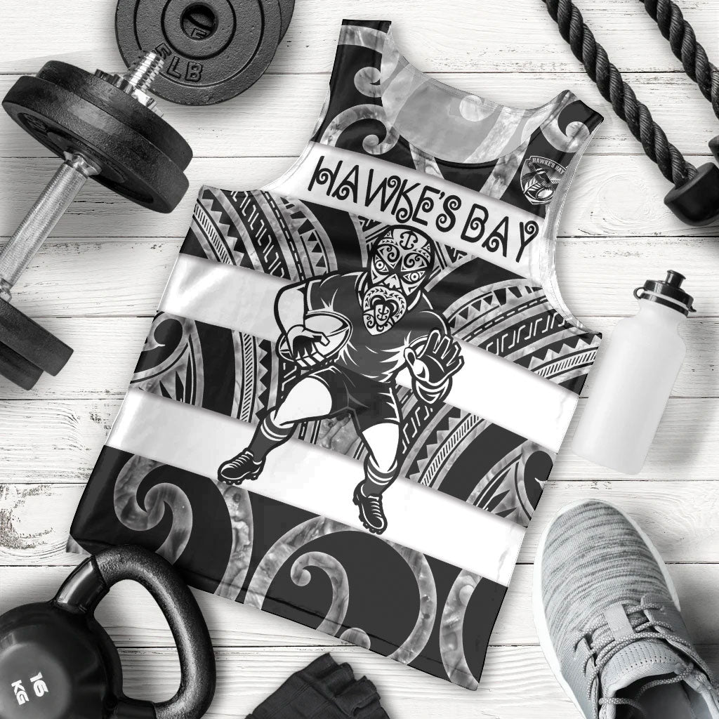 Hawke's Bay Custom Rugby New Zealand Men Tank Top Aotearoa Maori Pukana Tiki Mascot