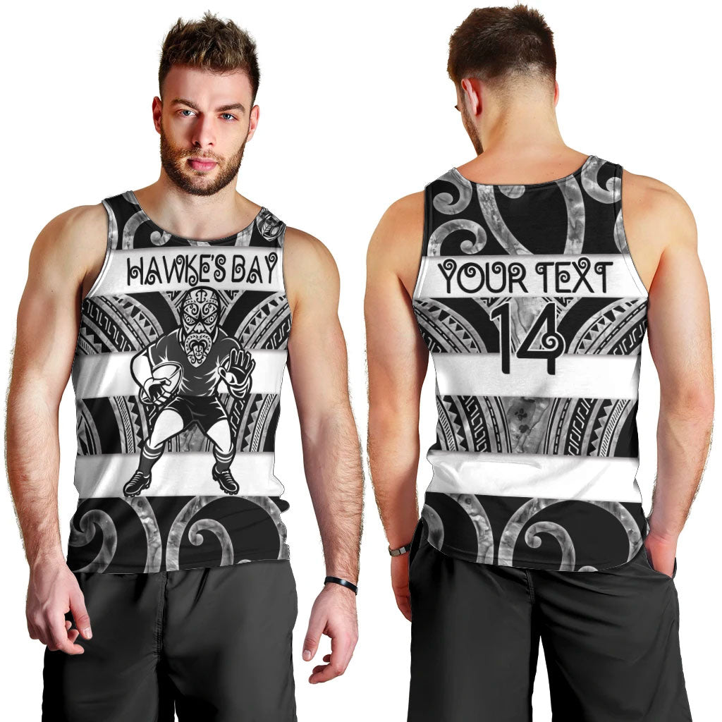 Hawke's Bay Custom Rugby New Zealand Men Tank Top Aotearoa Maori Pukana Tiki Mascot
