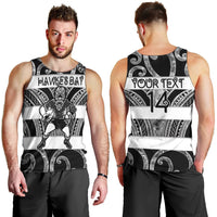 Hawke's Bay Custom Rugby New Zealand Men Tank Top Aotearoa Maori Pukana Tiki Mascot