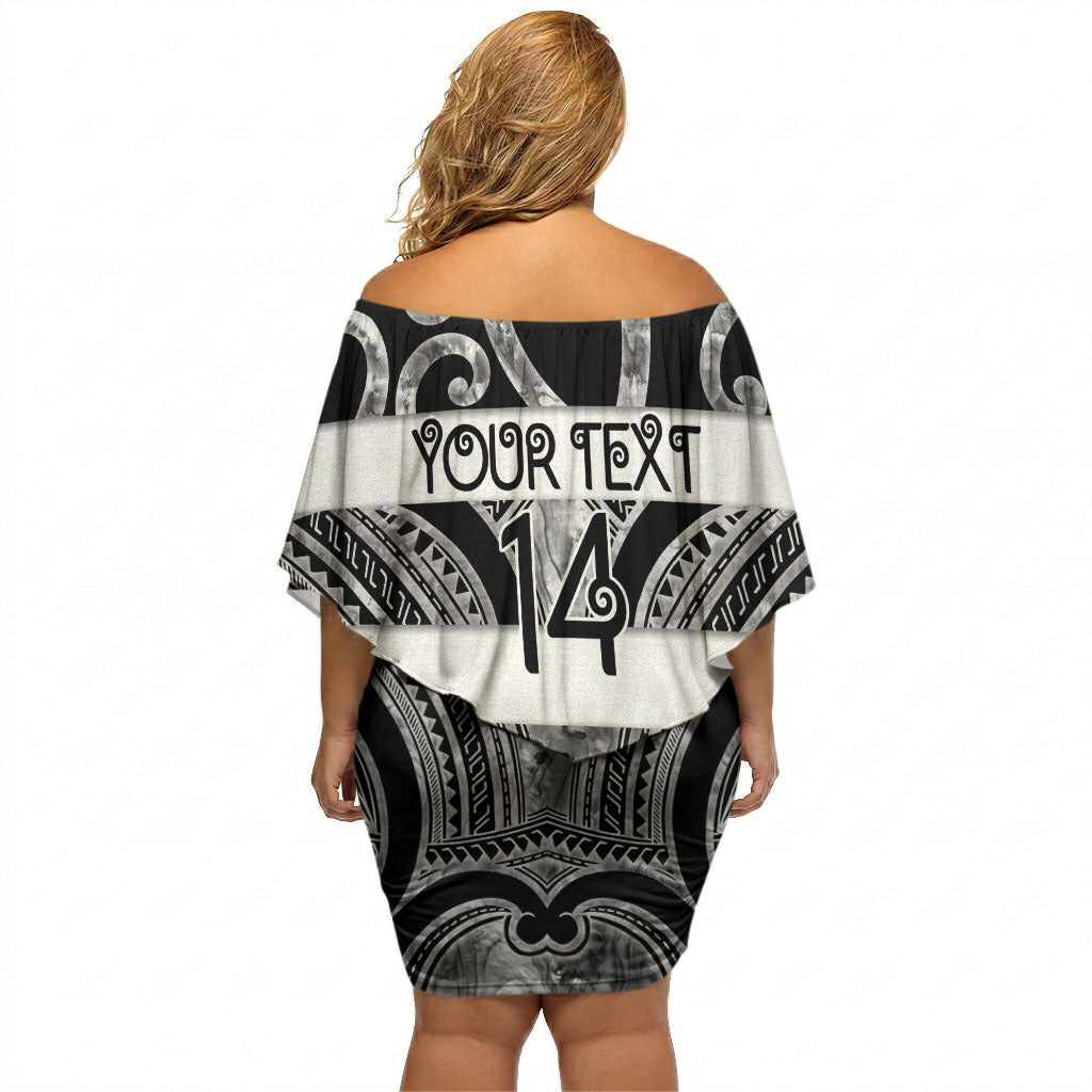 Hawke's Bay Custom Rugby New Zealand Off Shoulder Short Dress Aotearoa Maori Pukana Tiki Mascot