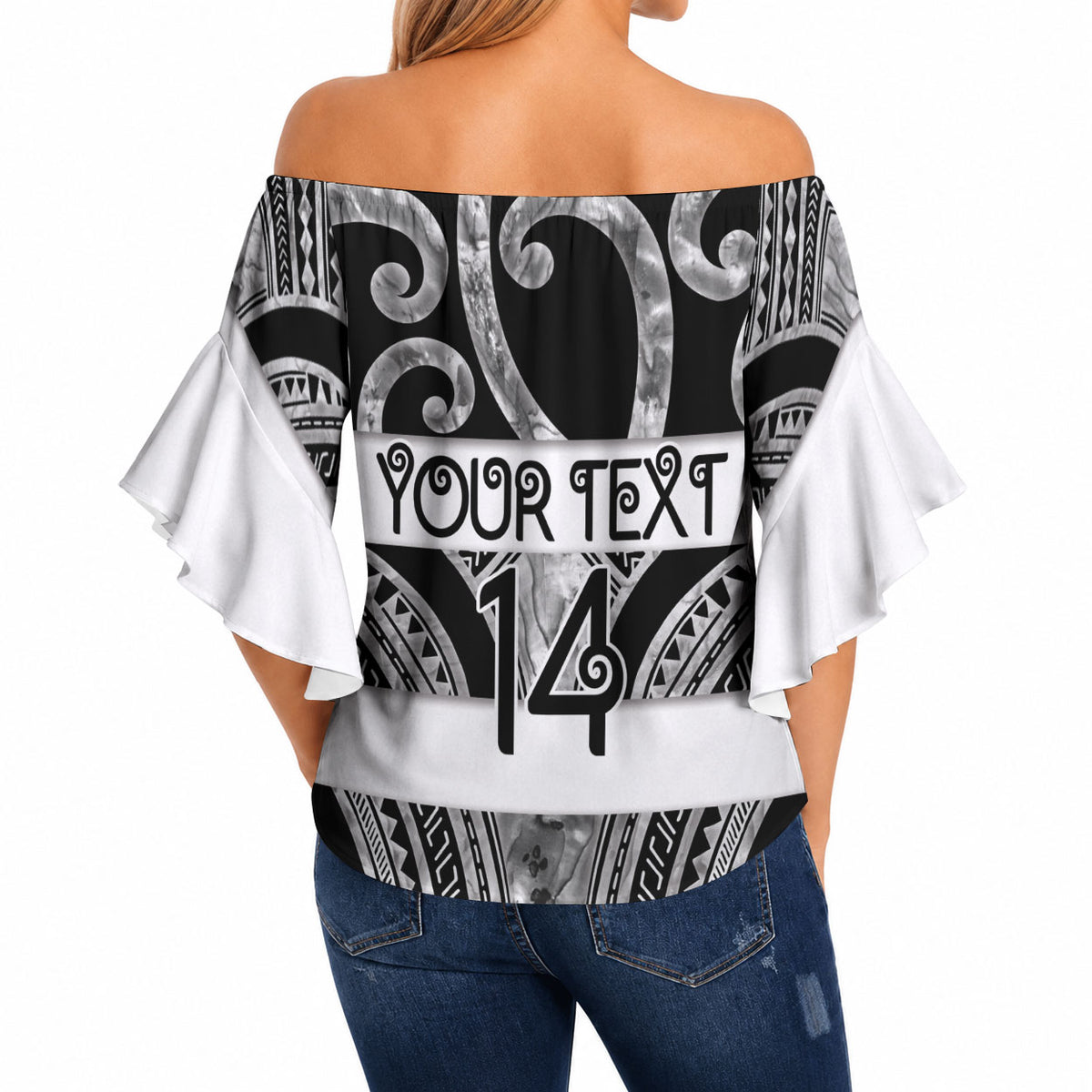 Hawke's Bay Custom Rugby New Zealand Off Shoulder Wrap Waist Top Aotearoa Maori Pukana Tiki Mascot