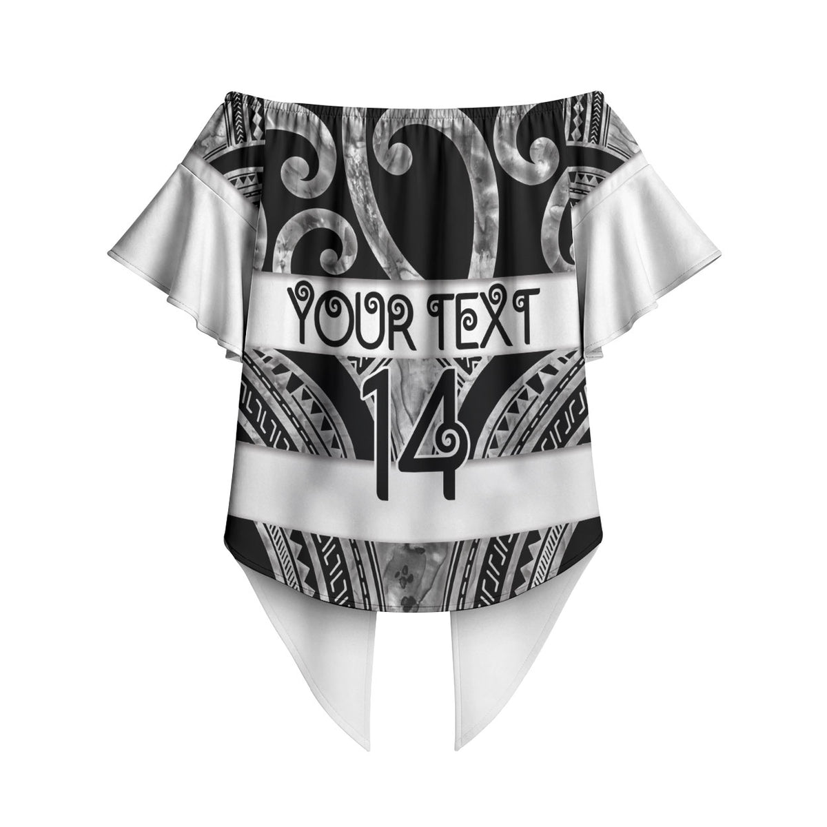 Hawke's Bay Custom Rugby New Zealand Off Shoulder Wrap Waist Top Aotearoa Maori Pukana Tiki Mascot