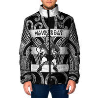 Hawke's Bay Custom Rugby New Zealand Padded Jacket Aotearoa Maori Pukana Tiki Mascot
