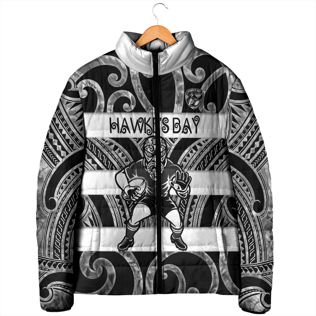 Hawke's Bay Custom Rugby New Zealand Padded Jacket Aotearoa Maori Pukana Tiki Mascot
