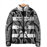 Hawke's Bay Custom Rugby New Zealand Padded Jacket Aotearoa Maori Pukana Tiki Mascot