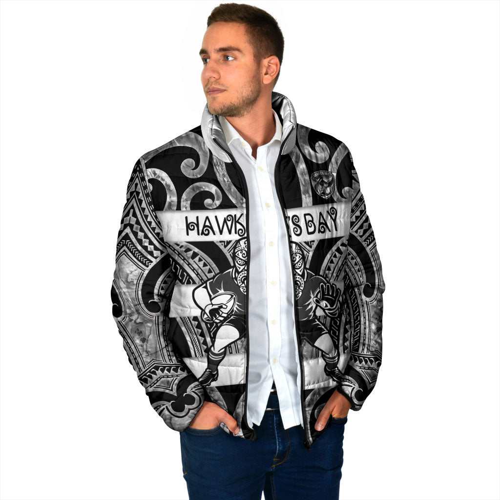 Hawke's Bay Custom Rugby New Zealand Padded Jacket Aotearoa Maori Pukana Tiki Mascot
