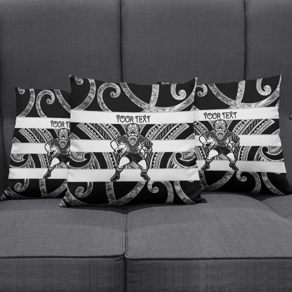 Hawke's Bay Custom Rugby New Zealand Pillow Cover Aotearoa Maori Pukana Tiki Mascot