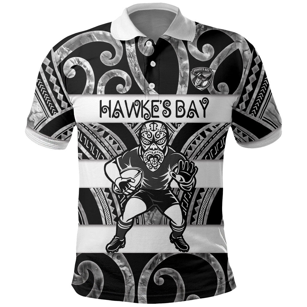 Hawke's Bay Custom Rugby New Zealand Polo Shirt Aotearoa Maori Pukana Tiki Mascot