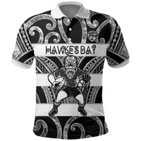 Hawke's Bay Custom Rugby New Zealand Polo Shirt Aotearoa Maori Pukana Tiki Mascot