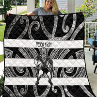Hawke's Bay Custom Rugby New Zealand Quilt Aotearoa Maori Pukana Tiki Mascot