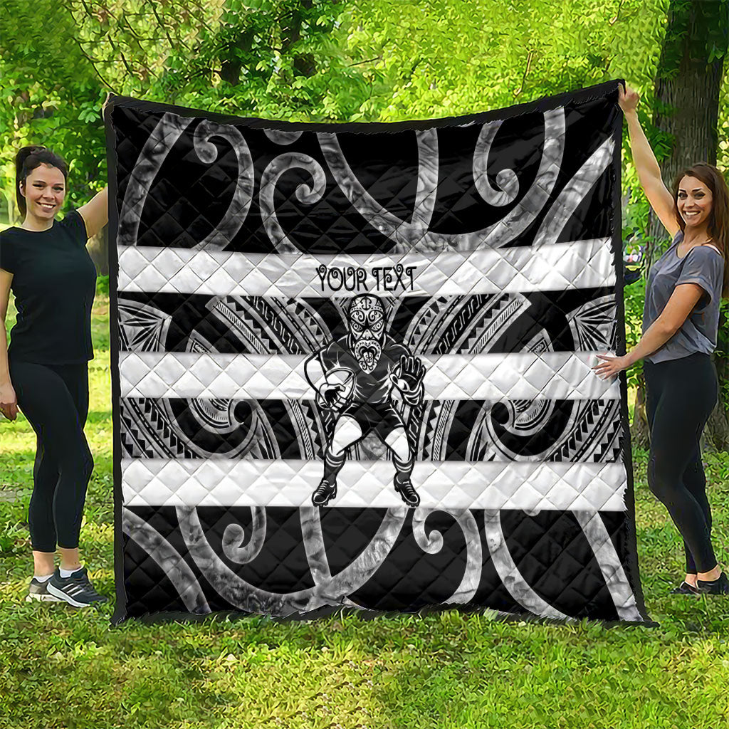 Hawke's Bay Custom Rugby New Zealand Quilt Aotearoa Maori Pukana Tiki Mascot
