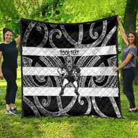 Hawke's Bay Custom Rugby New Zealand Quilt Aotearoa Maori Pukana Tiki Mascot