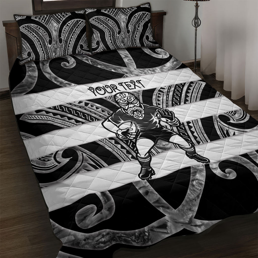 Hawke's Bay Custom Rugby New Zealand Quilt Bed Set Aotearoa Maori Pukana Tiki Mascot