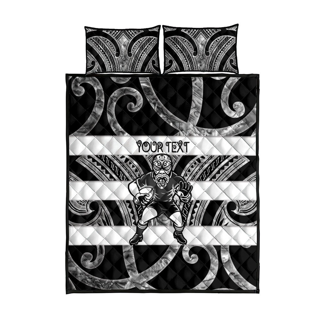 Hawke's Bay Custom Rugby New Zealand Quilt Bed Set Aotearoa Maori Pukana Tiki Mascot