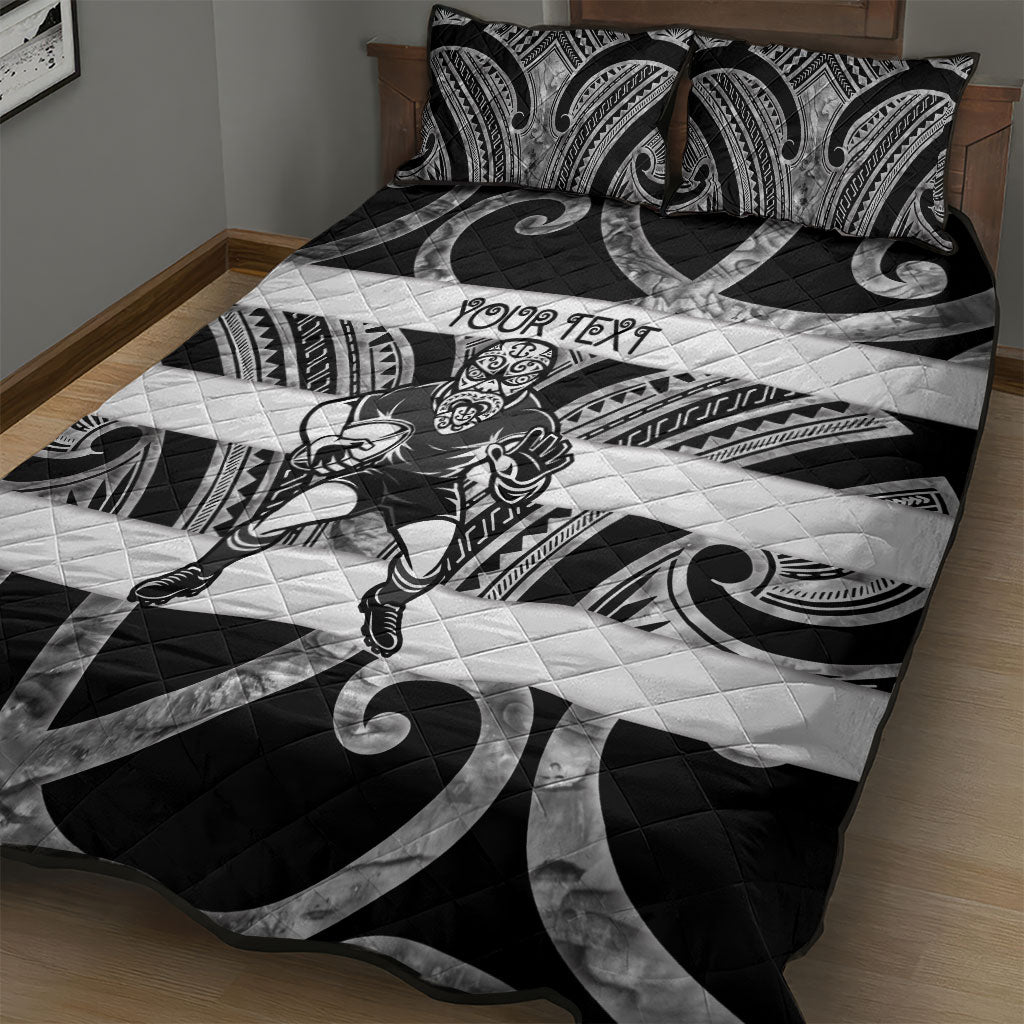 Hawke's Bay Custom Rugby New Zealand Quilt Bed Set Aotearoa Maori Pukana Tiki Mascot