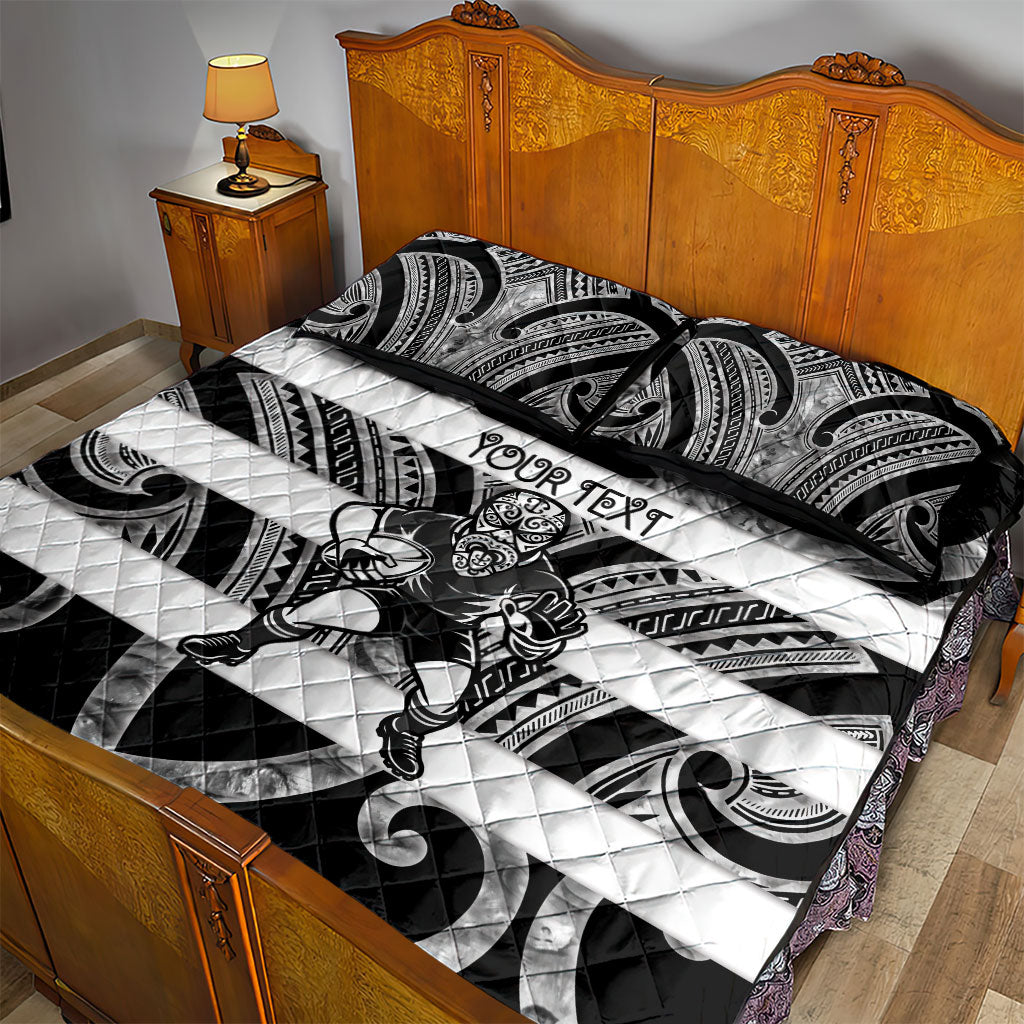 Hawke's Bay Custom Rugby New Zealand Quilt Bed Set Aotearoa Maori Pukana Tiki Mascot
