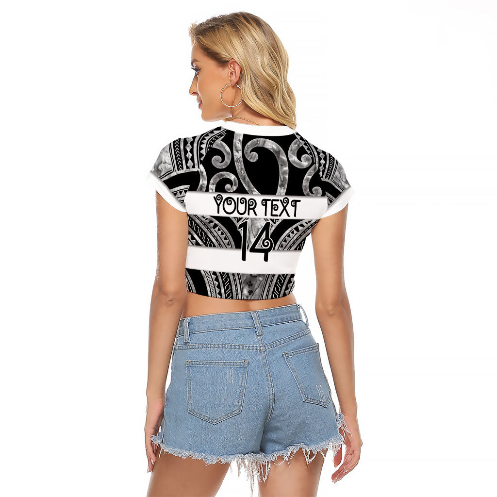 Hawke's Bay Custom Rugby New Zealand Raglan Cropped T Shirt Aotearoa Maori Pukana Tiki Mascot