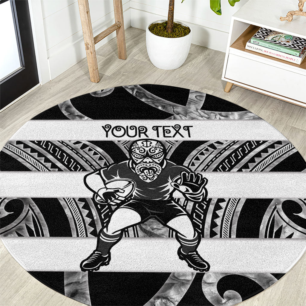 Hawke's Bay Custom Rugby New Zealand Round Carpet Aotearoa Maori Pukana Tiki Mascot