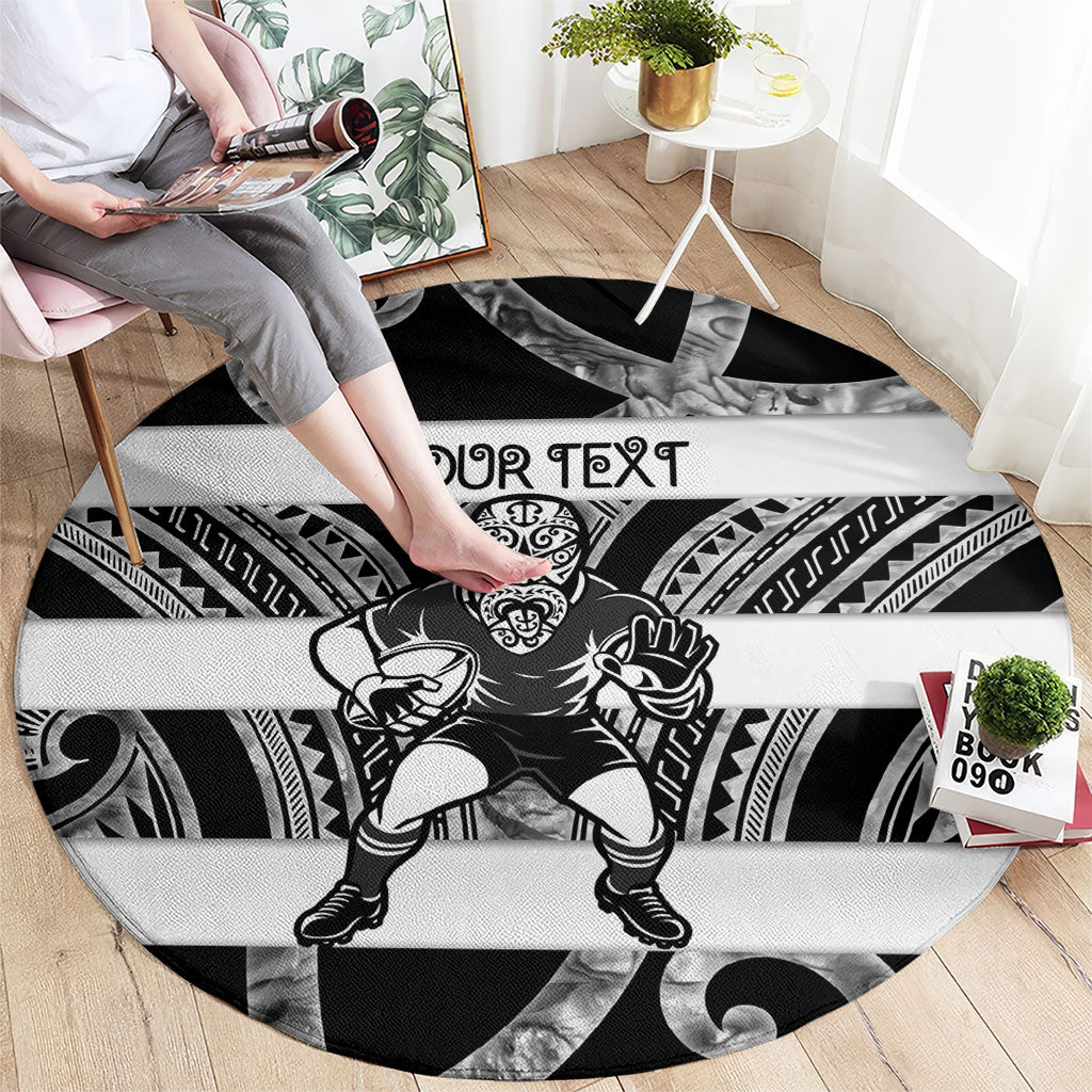 Hawke's Bay Custom Rugby New Zealand Round Carpet Aotearoa Maori Pukana Tiki Mascot