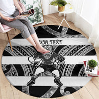 Hawke's Bay Custom Rugby New Zealand Round Carpet Aotearoa Maori Pukana Tiki Mascot