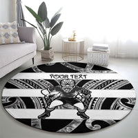 Hawke's Bay Custom Rugby New Zealand Round Carpet Aotearoa Maori Pukana Tiki Mascot