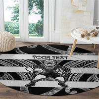 Hawke's Bay Custom Rugby New Zealand Round Carpet Aotearoa Maori Pukana Tiki Mascot