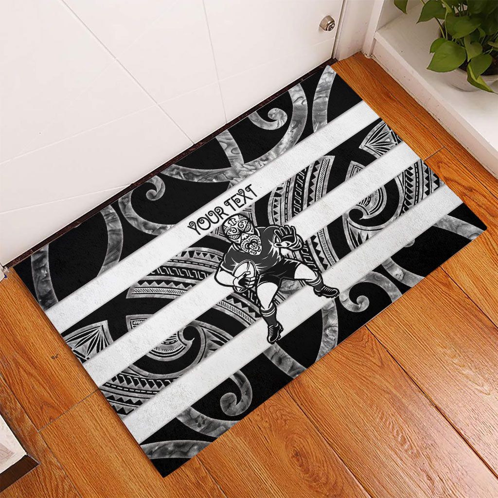 Hawke's Bay Custom Rugby New Zealand Rubber Doormat Aotearoa Maori Pukana Tiki Mascot