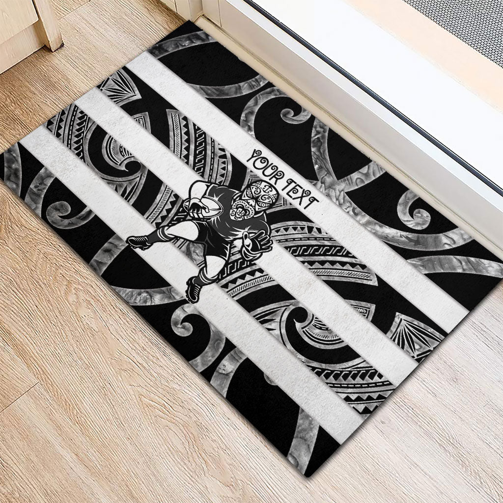 Hawke's Bay Custom Rugby New Zealand Rubber Doormat Aotearoa Maori Pukana Tiki Mascot