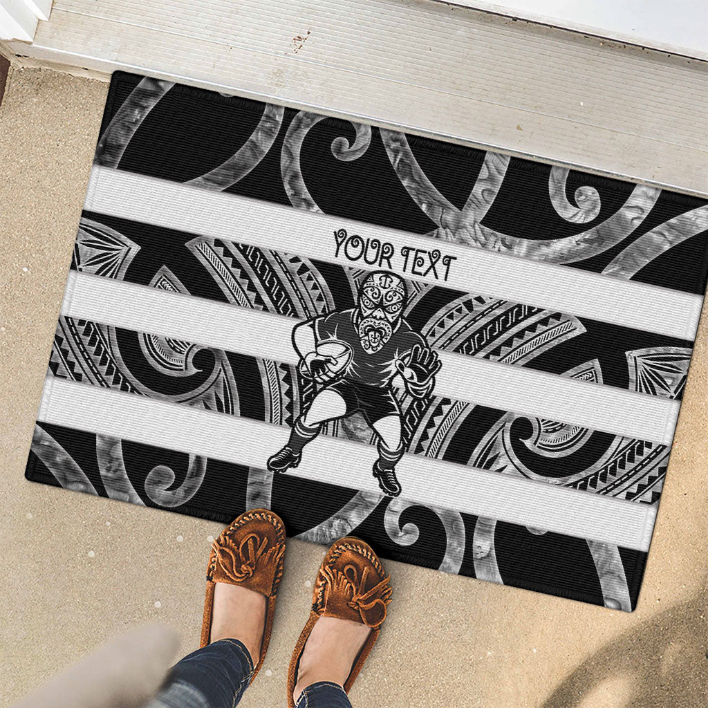 Hawke's Bay Custom Rugby New Zealand Rubber Doormat Aotearoa Maori Pukana Tiki Mascot