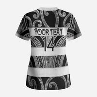 Hawke's Bay Custom Rugby New Zealand Scrub Top Aotearoa Maori Pukana Tiki Mascot