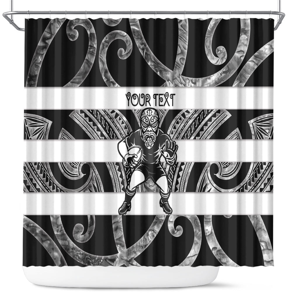 Hawke's Bay Custom Rugby New Zealand Shower Curtain Aotearoa Maori Pukana Tiki Mascot