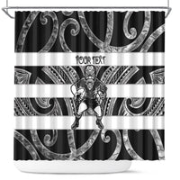 Hawke's Bay Custom Rugby New Zealand Shower Curtain Aotearoa Maori Pukana Tiki Mascot
