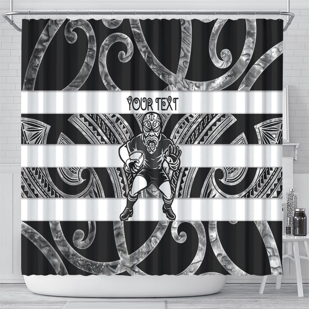 Hawke's Bay Custom Rugby New Zealand Shower Curtain Aotearoa Maori Pukana Tiki Mascot