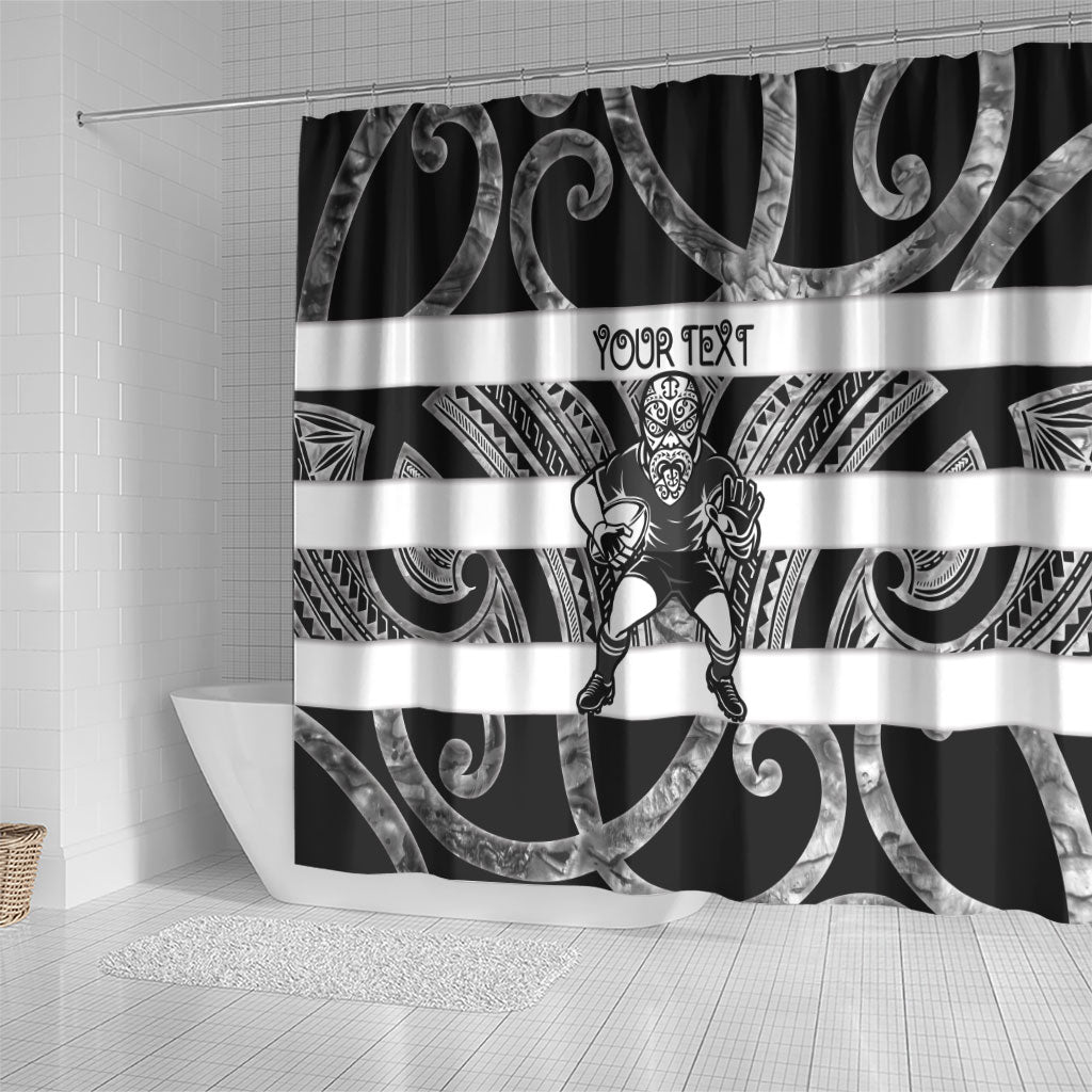 Hawke's Bay Custom Rugby New Zealand Shower Curtain Aotearoa Maori Pukana Tiki Mascot