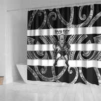 Hawke's Bay Custom Rugby New Zealand Shower Curtain Aotearoa Maori Pukana Tiki Mascot