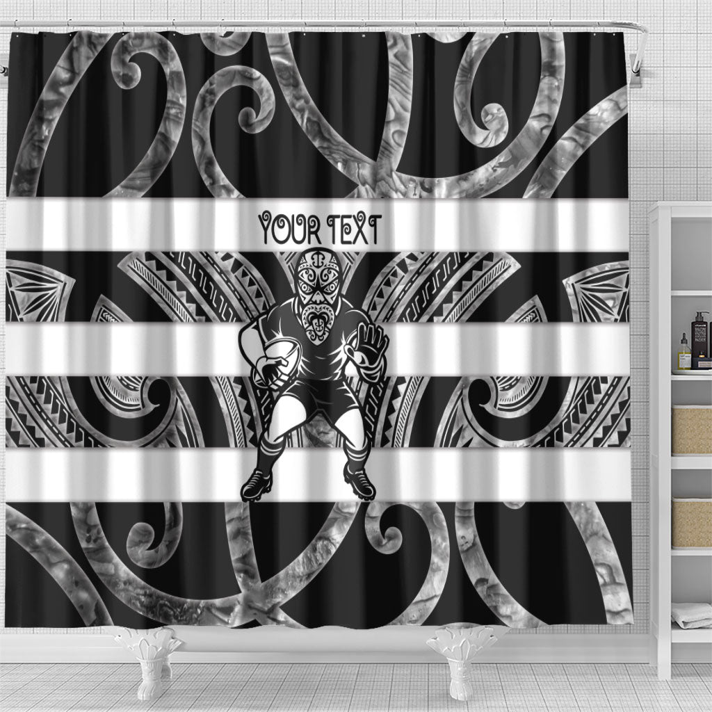 Hawke's Bay Custom Rugby New Zealand Shower Curtain Aotearoa Maori Pukana Tiki Mascot