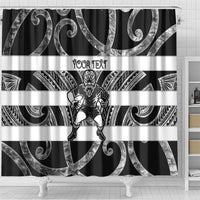 Hawke's Bay Custom Rugby New Zealand Shower Curtain Aotearoa Maori Pukana Tiki Mascot