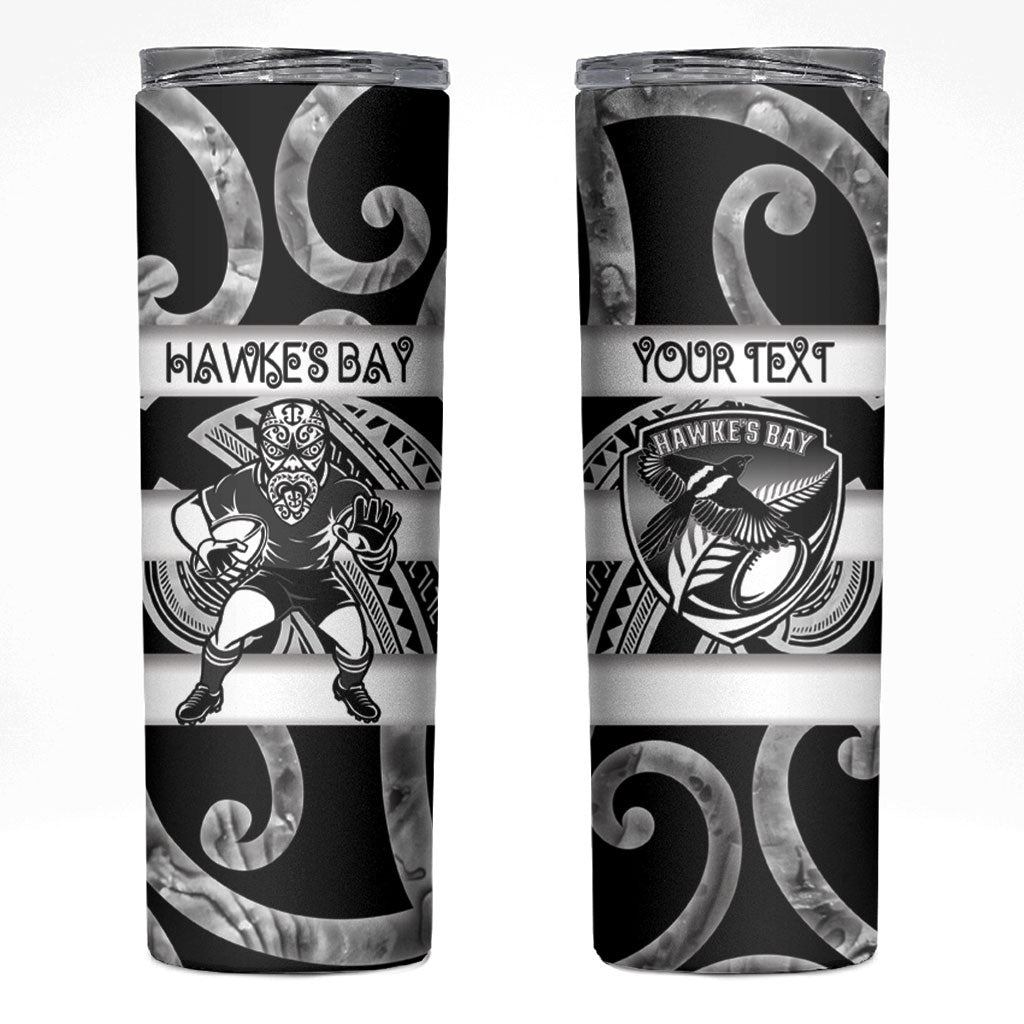 Hawke's Bay Custom Rugby New Zealand Skinny Tumbler Aotearoa Maori Pukana Tiki Mascot