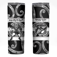 Hawke's Bay Custom Rugby New Zealand Skinny Tumbler Aotearoa Maori Pukana Tiki Mascot