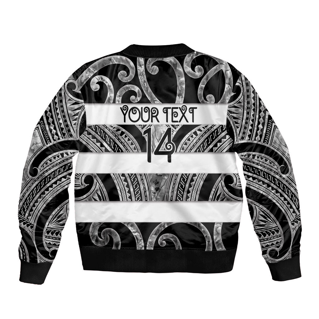 Hawke's Bay Custom Rugby New Zealand Sleeve Zip Bomber Jacket Aotearoa Maori Pukana Tiki Mascot