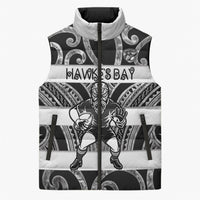 Hawke's Bay Custom Rugby New Zealand Sleeveless Puffer Jacket Aotearoa Maori Pukana Tiki Mascot