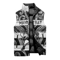 Hawke's Bay Custom Rugby New Zealand Sleeveless Puffer Jacket Aotearoa Maori Pukana Tiki Mascot