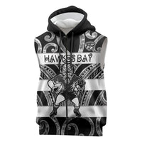 Hawke's Bay Custom Rugby New Zealand Sleeveless Zip Hoodie Aotearoa Maori Pukana Tiki Mascot