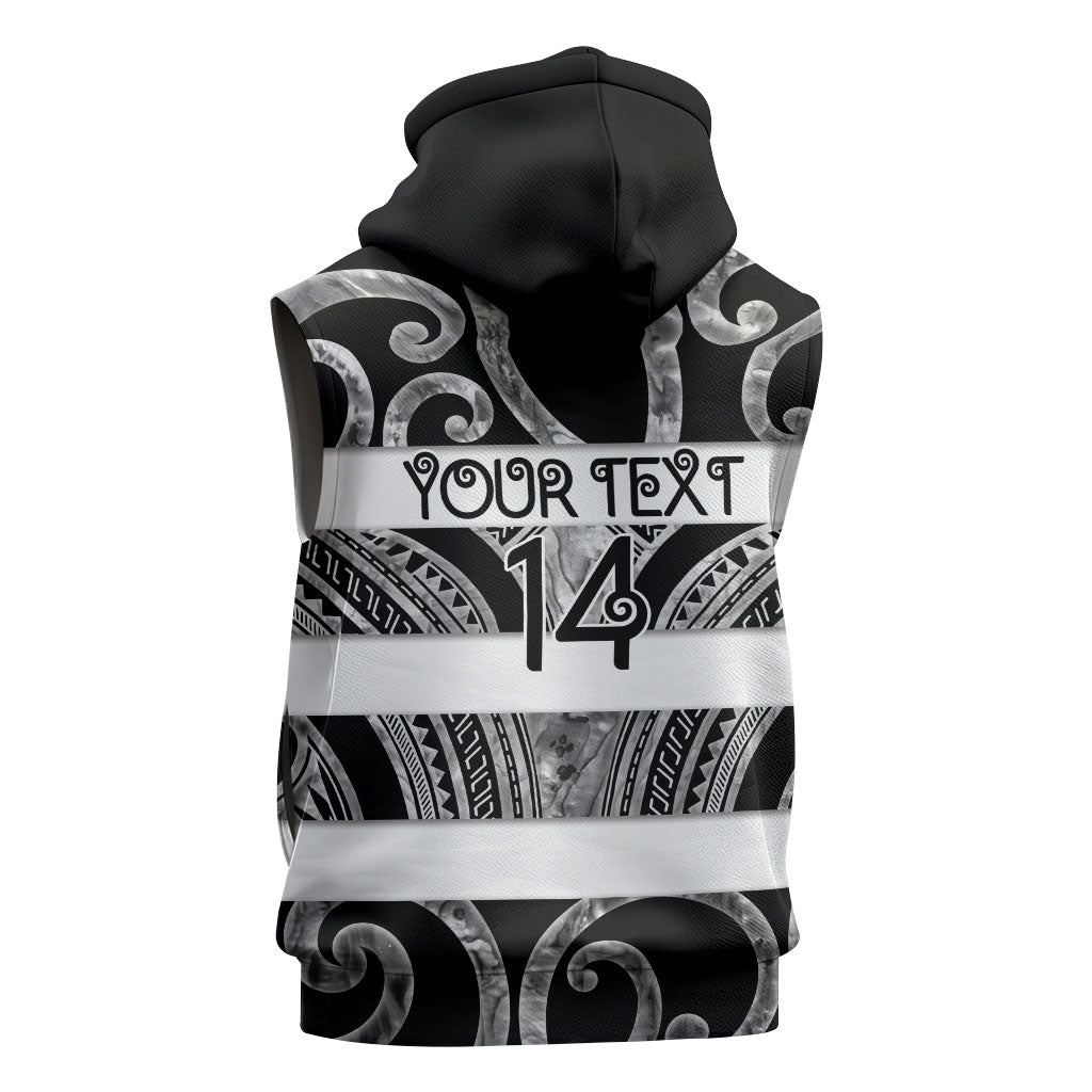 Hawke's Bay Custom Rugby New Zealand Sleeveless Zip Hoodie Aotearoa Maori Pukana Tiki Mascot