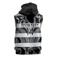 Hawke's Bay Custom Rugby New Zealand Sleeveless Zip Hoodie Aotearoa Maori Pukana Tiki Mascot