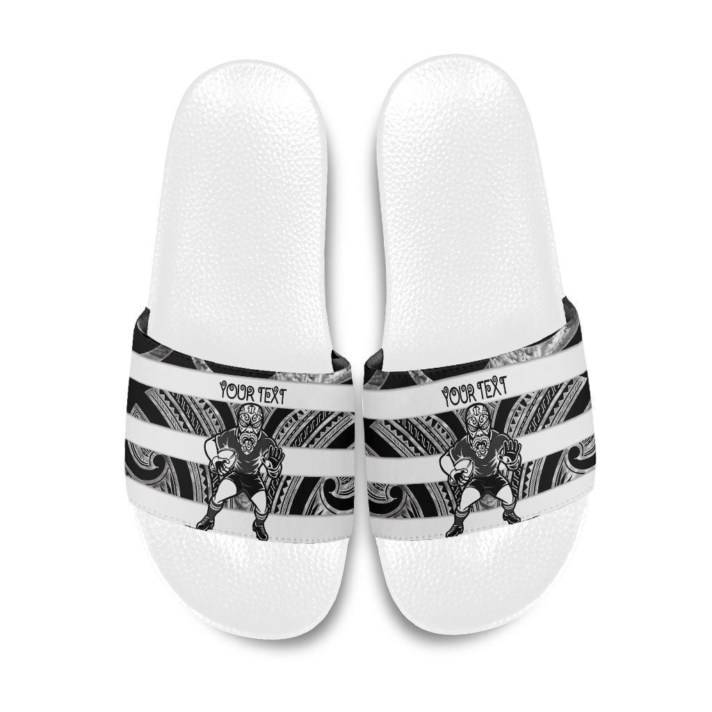 Hawke's Bay Custom Rugby New Zealand Slide Sandals Aotearoa Maori Pukana Tiki Mascot