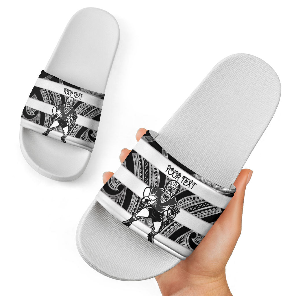 Hawke's Bay Custom Rugby New Zealand Slide Sandals Aotearoa Maori Pukana Tiki Mascot