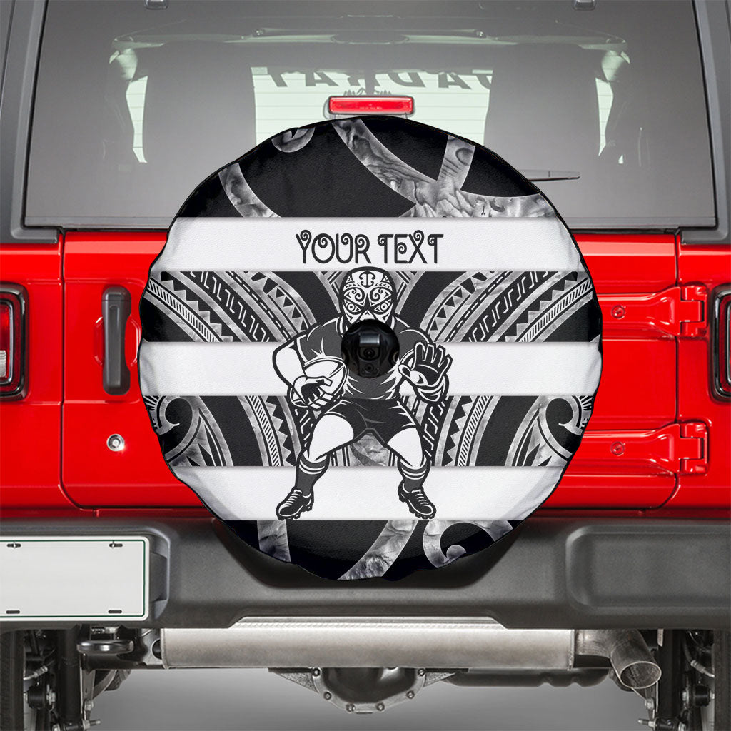 Hawke's Bay Custom Rugby New Zealand Spare Tire Cover Aotearoa Maori Pukana Tiki Mascot