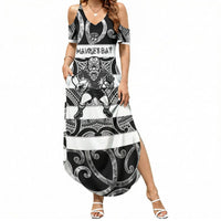 Hawke's Bay Custom Rugby New Zealand Summer Maxi Dress Aotearoa Maori Pukana Tiki Mascot
