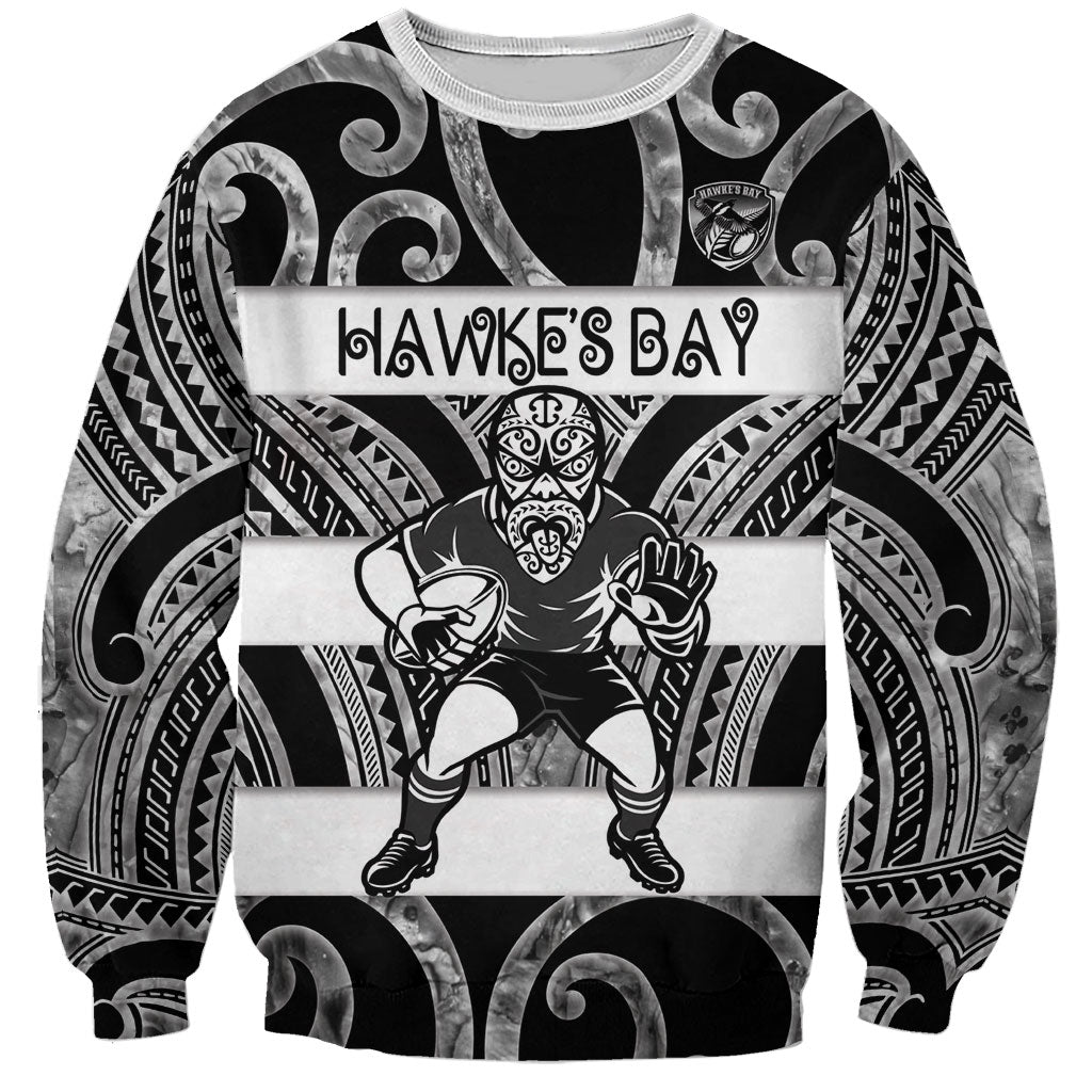 Hawke's Bay Custom Rugby New Zealand Sweatshirt Aotearoa Maori Pukana Tiki Mascot